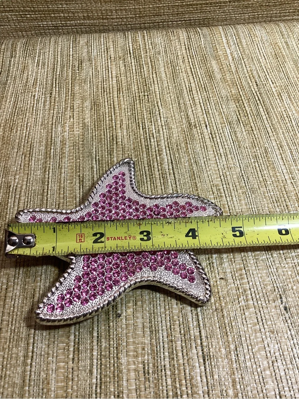 Pink Rhinestone Starfish Belt Buckle